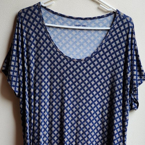 Land's End Geometric Print Scoop Neck Jersey Size Large - Picture 4 of 12